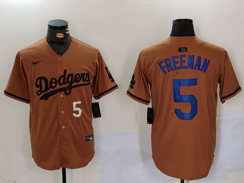 Men Los Angeles Dodgers #5 Freeman army green joint name 2024 Nike MLB Jersey style 2